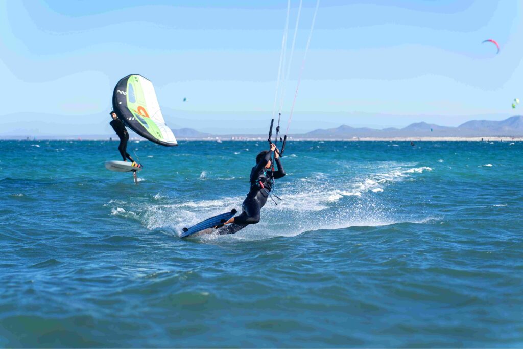 kiteboarder doing a darkslide